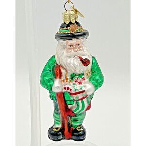 Kurt Adler Noble Gems Blown Glass Celtic Irish Santa Leprechaun Ornament